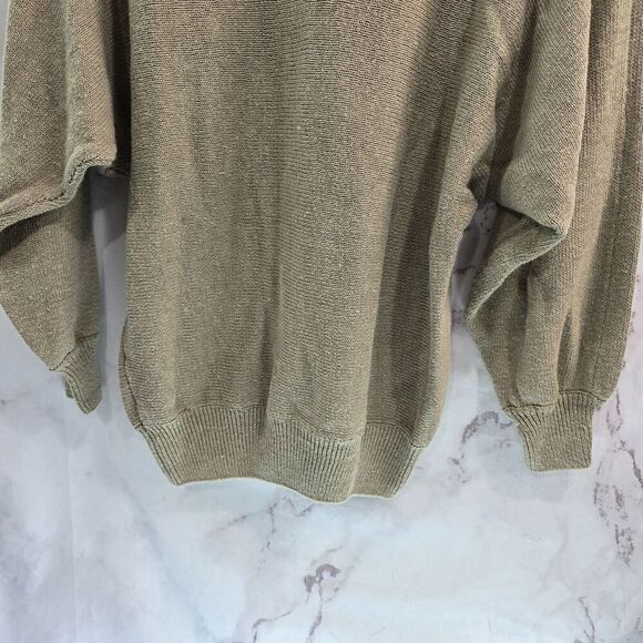 Vintage Sweater Womens Large 80s 90s Batwing Lace Leather Leopard Gold Metallic - Picture 7 of 11